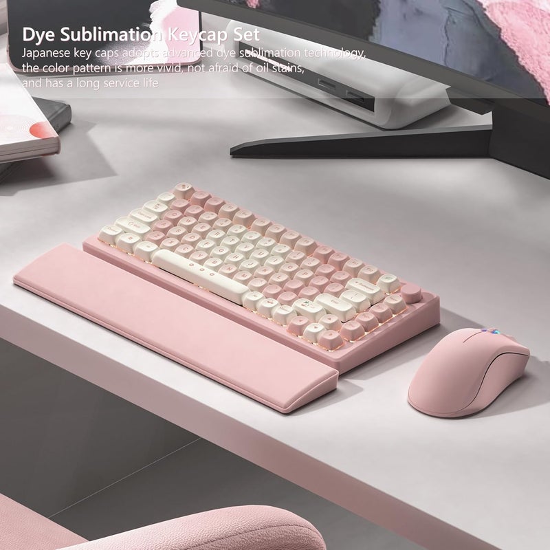 Womier Keycaps - Pink Cute PBT Keycaps MOA Dye-Sublimation 60 65 75 100 Percent, Custom Key caps Set for 61/64/68/84/87/100/104/108 Cherry MX Mechanical Keyboard (Pink) - Image 3